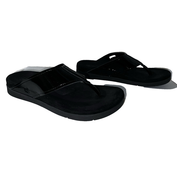 Spenco Shoes Women's Size 10 Black Patent Thong Arch Support Comfort Sandals - Picture 7 of 9
